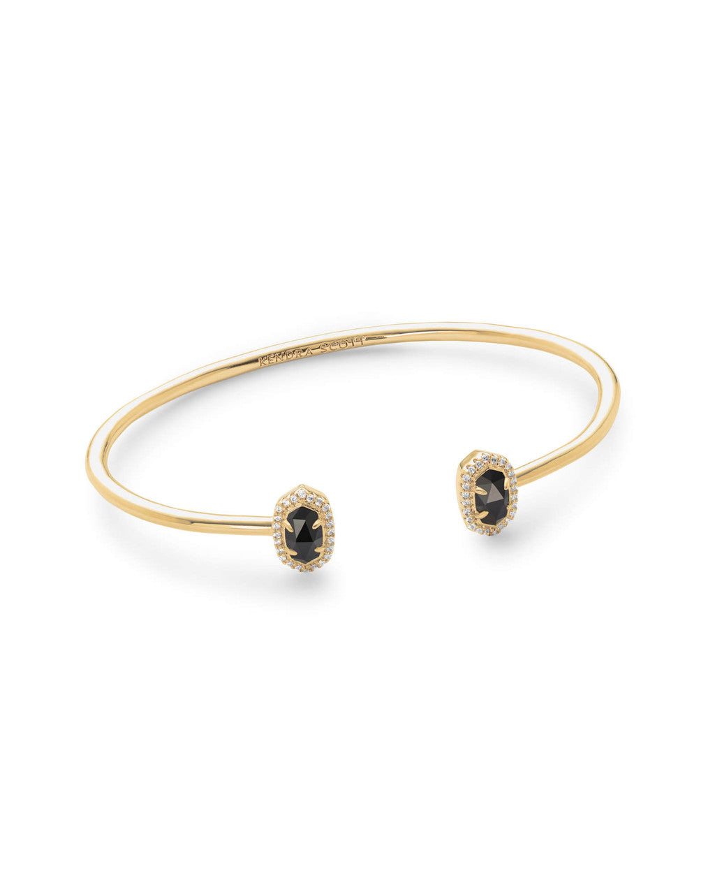 Calla Gold Cuff Bracelet in Black Opaque Glass