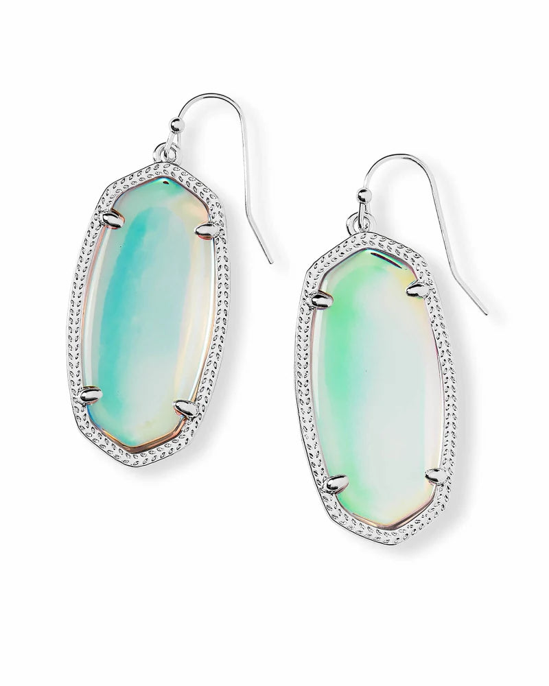 Elle Dichroic Glass Rhodium Earrings