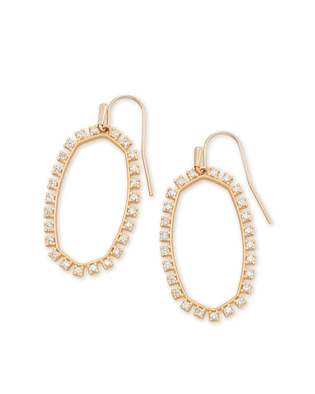 Elle Open Frame Crystal Drop Rose Gold Earrings