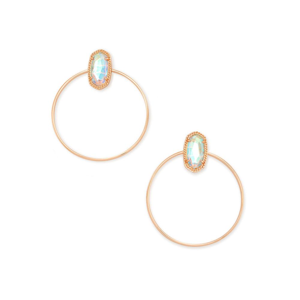 Mayra Open Frame Earring Rose Gold Dichroic Glass