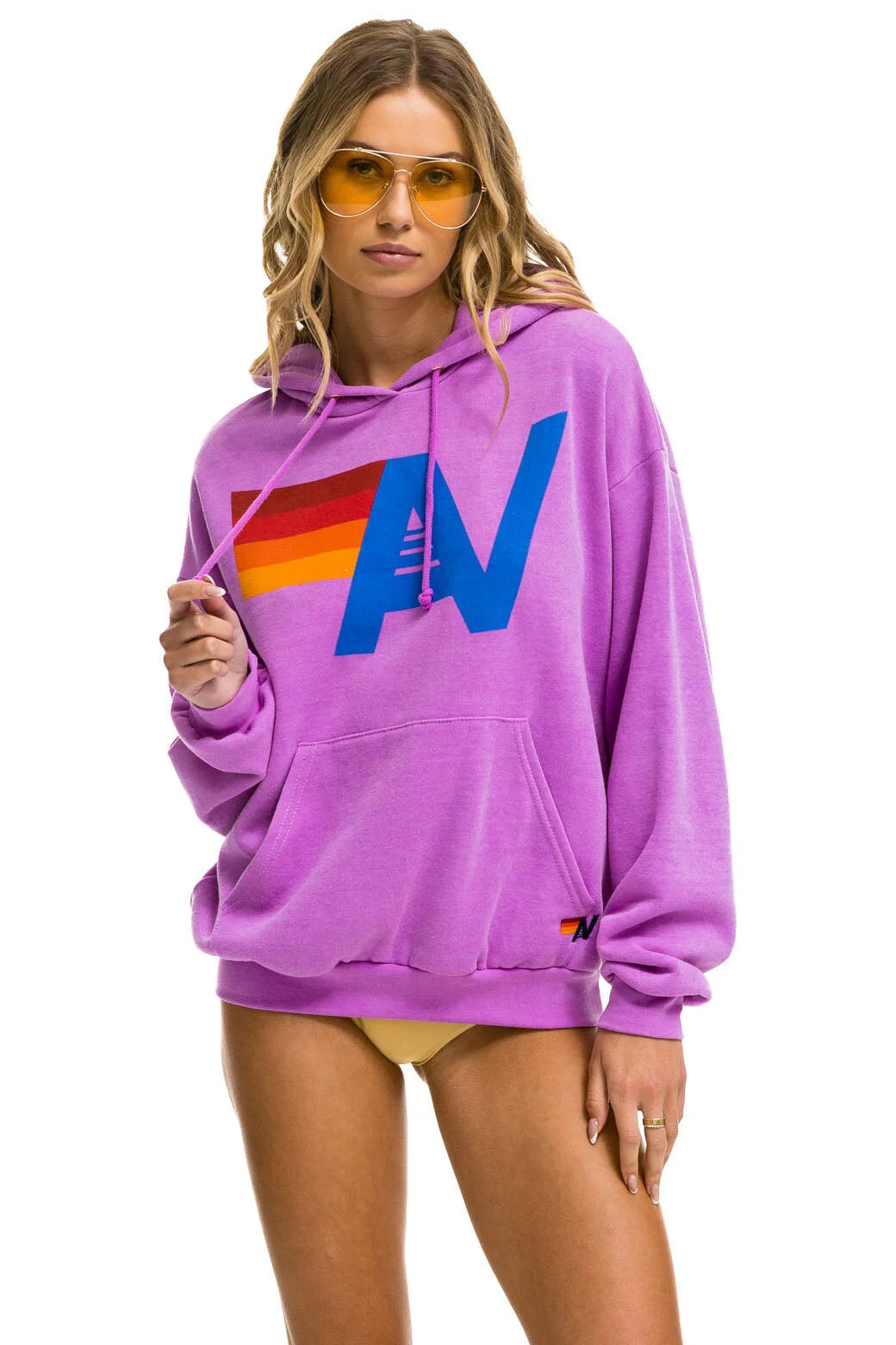 Logo Pullover Relaxed Hoodie - Neon Purple