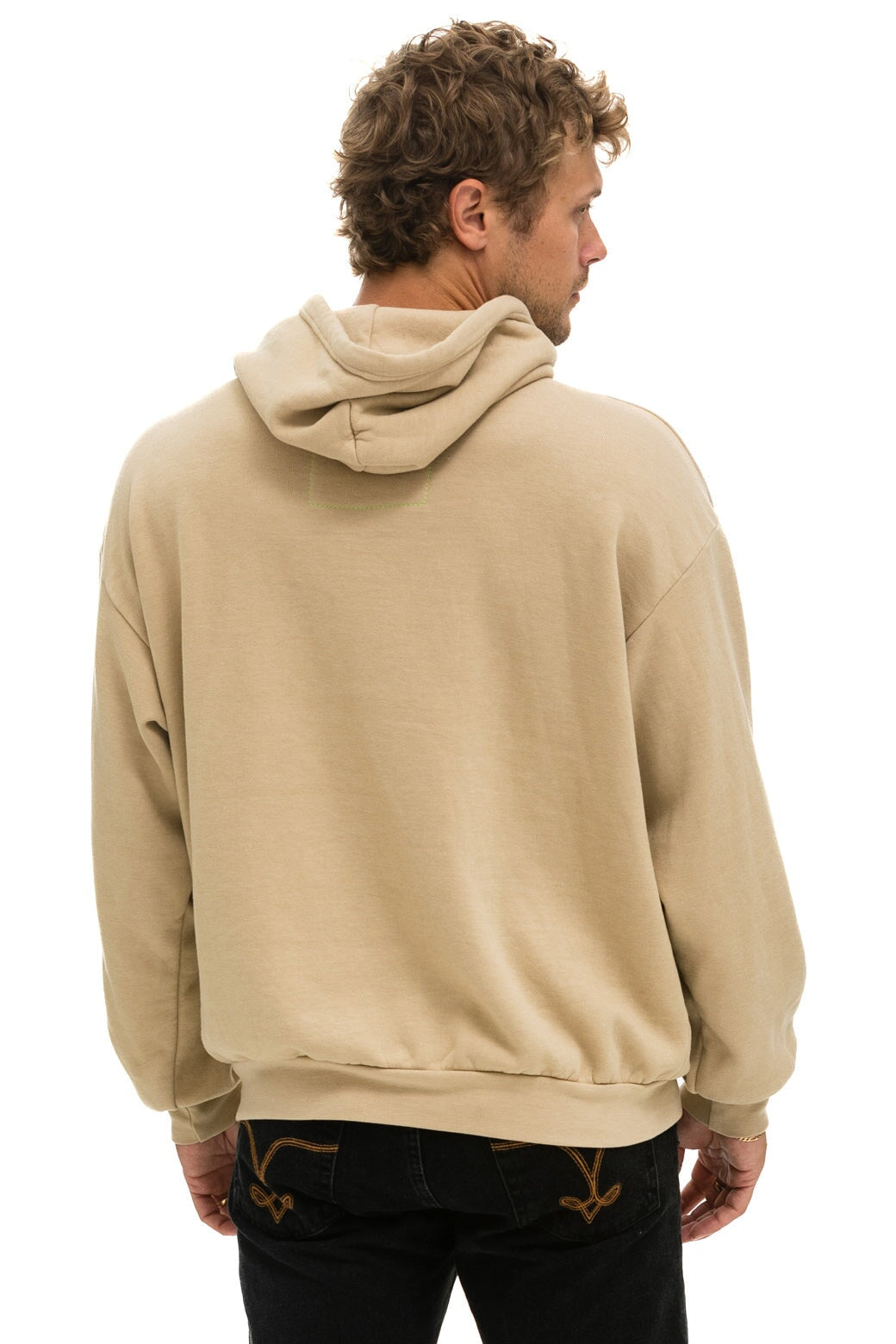 Logo Stitch Pullover Relaxed Hoodie - Sand