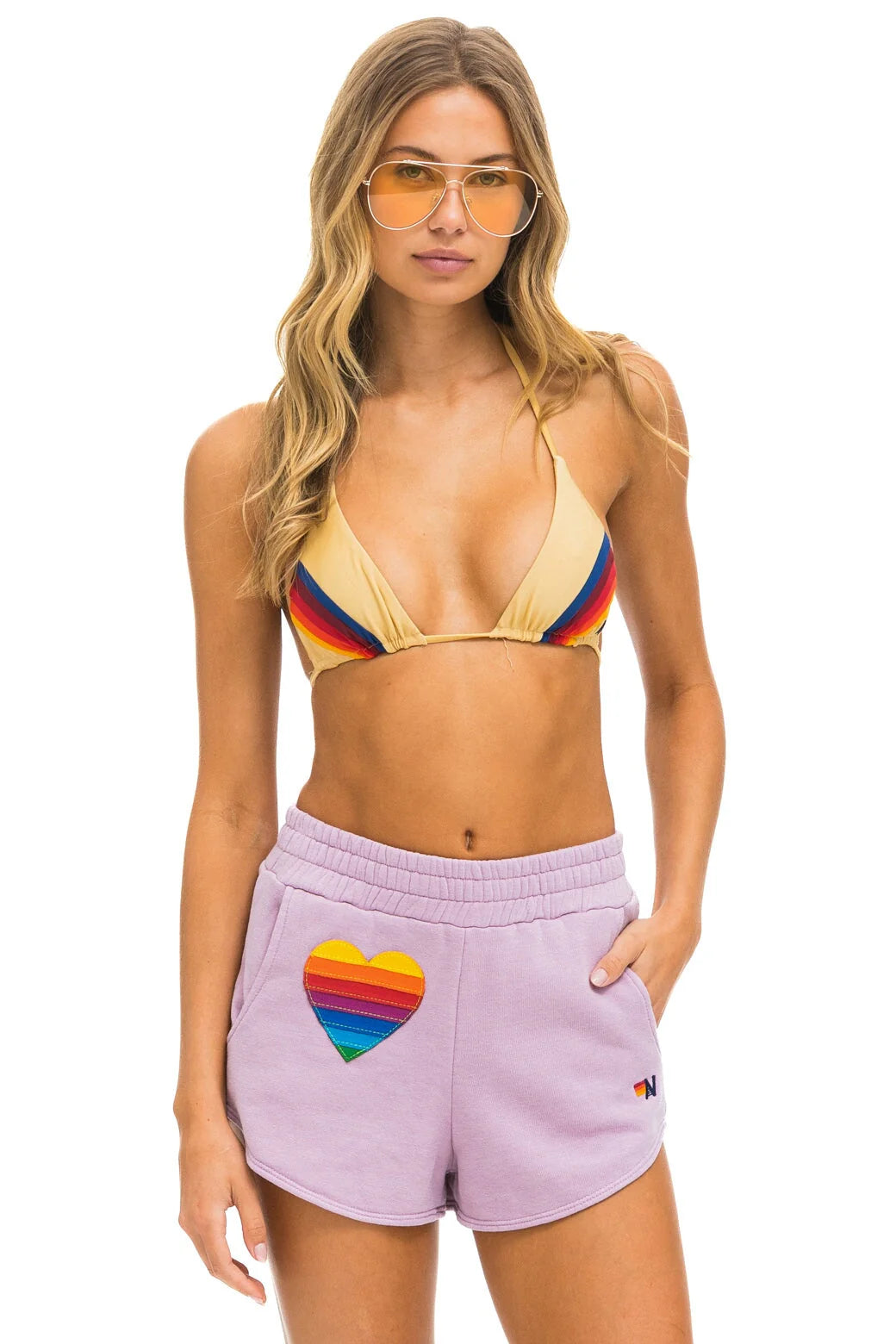 Rainbow Heart Lounger Short Mauve