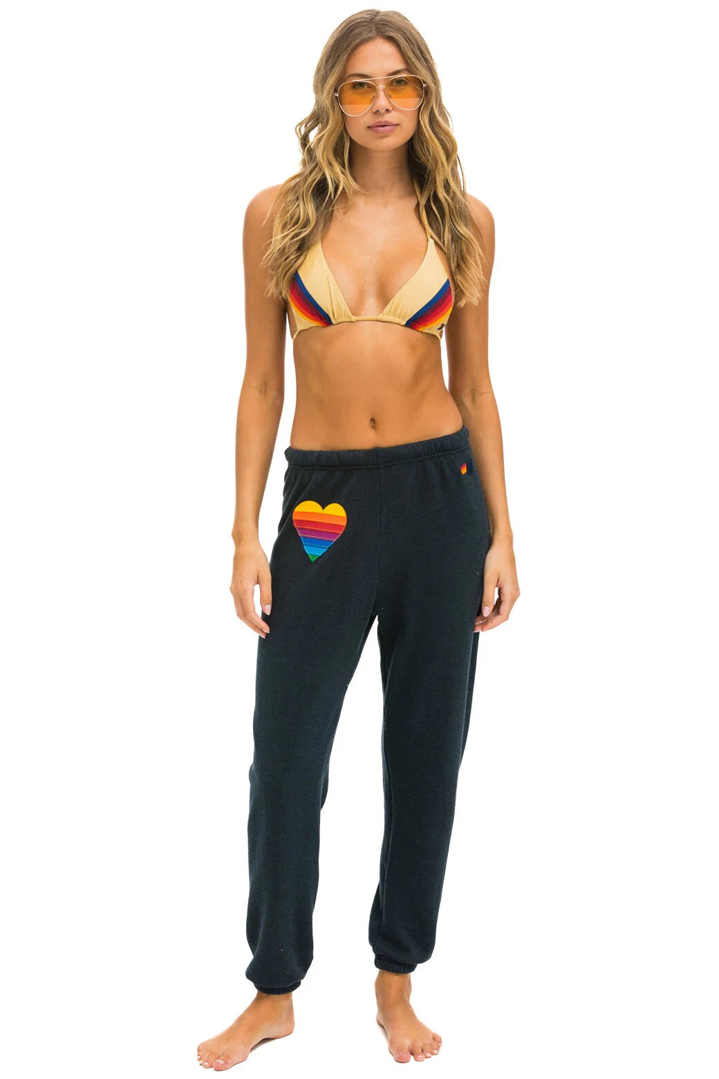 Rainbow Heart Stitch Women’s Sweatpants Charcoal