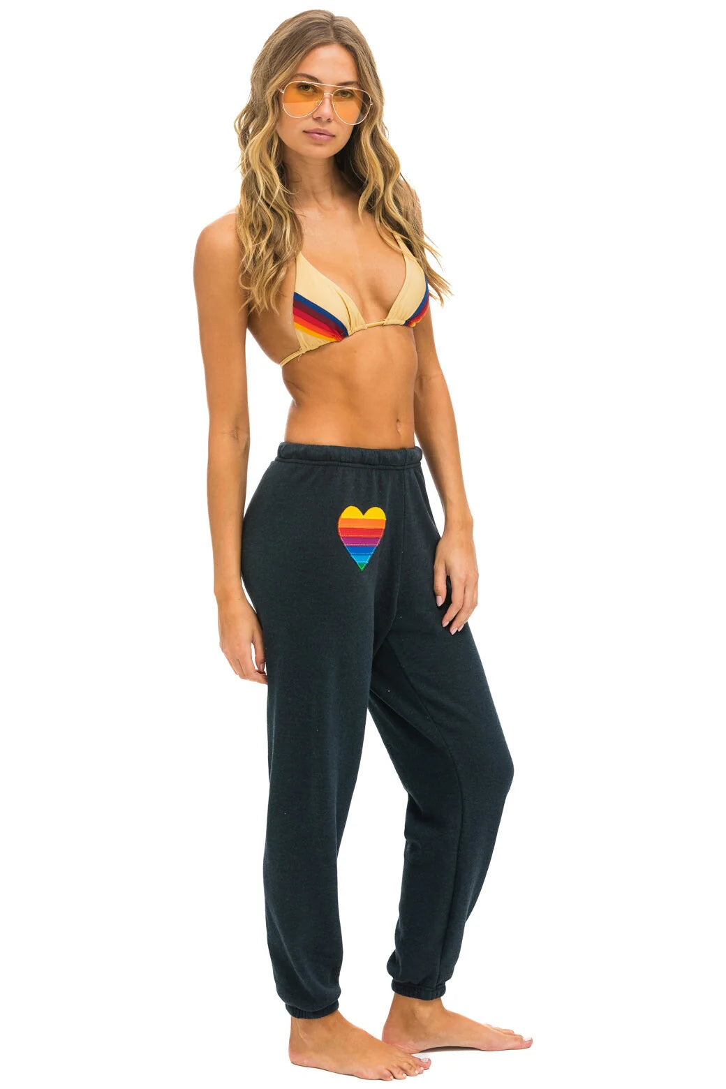 Rainbow Heart Stitch Women’s Sweatpants Charcoal