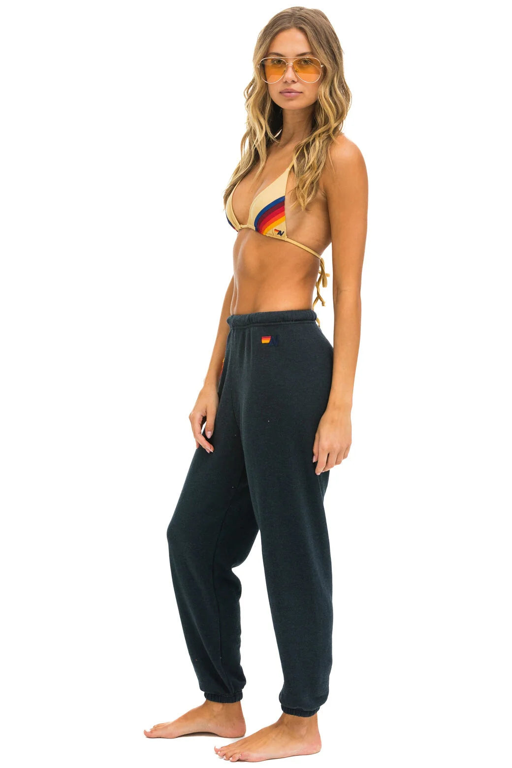 Rainbow Heart Stitch Women’s Sweatpants Charcoal