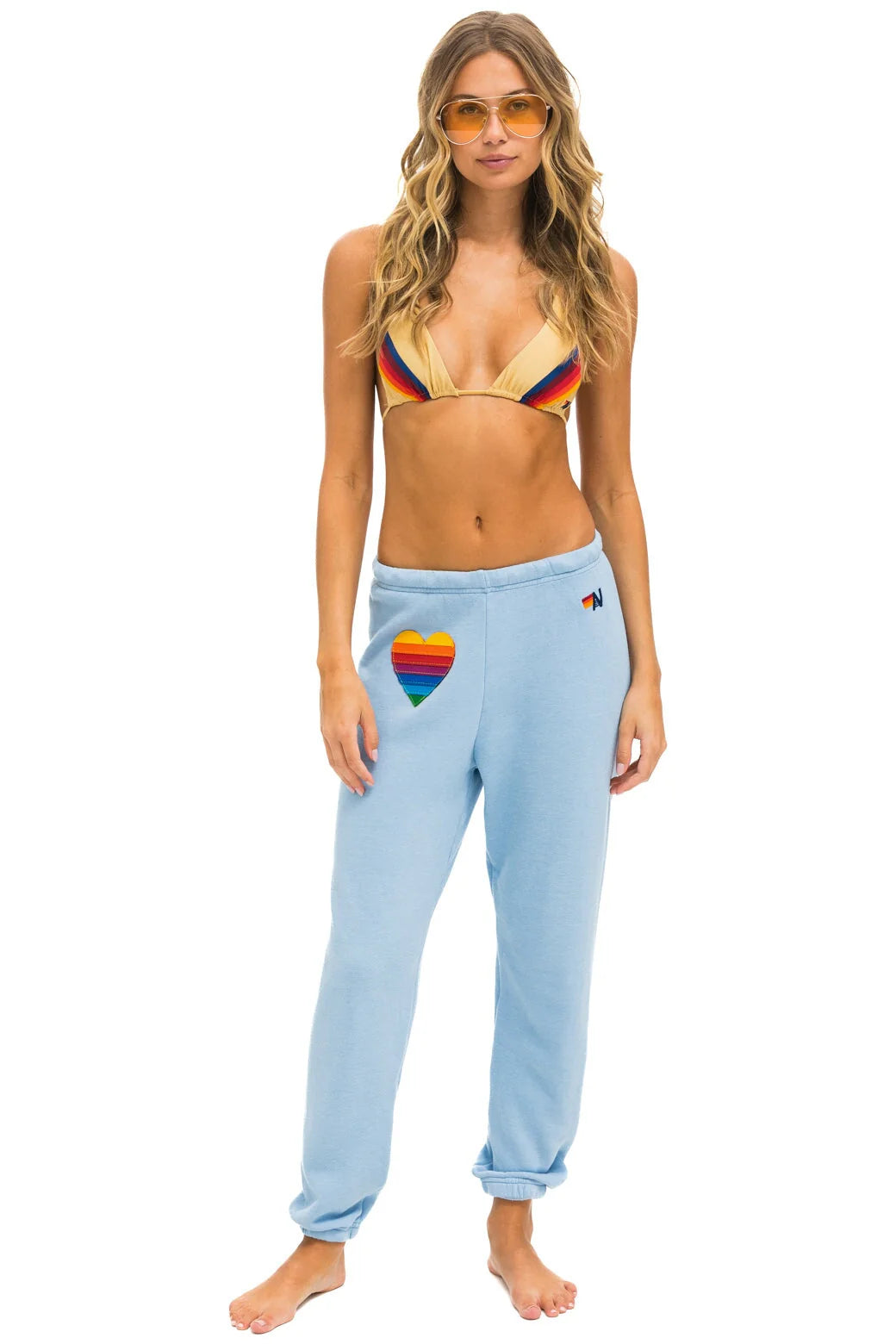 Rainbow Heart Stitch Women’s Sweatpants Ice