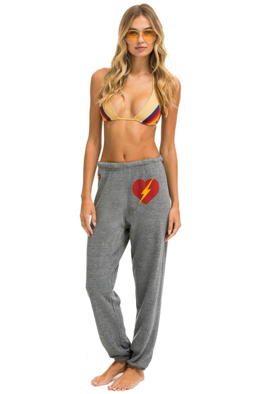 Bolt Heart Women's Sweatpants- Heather Grey